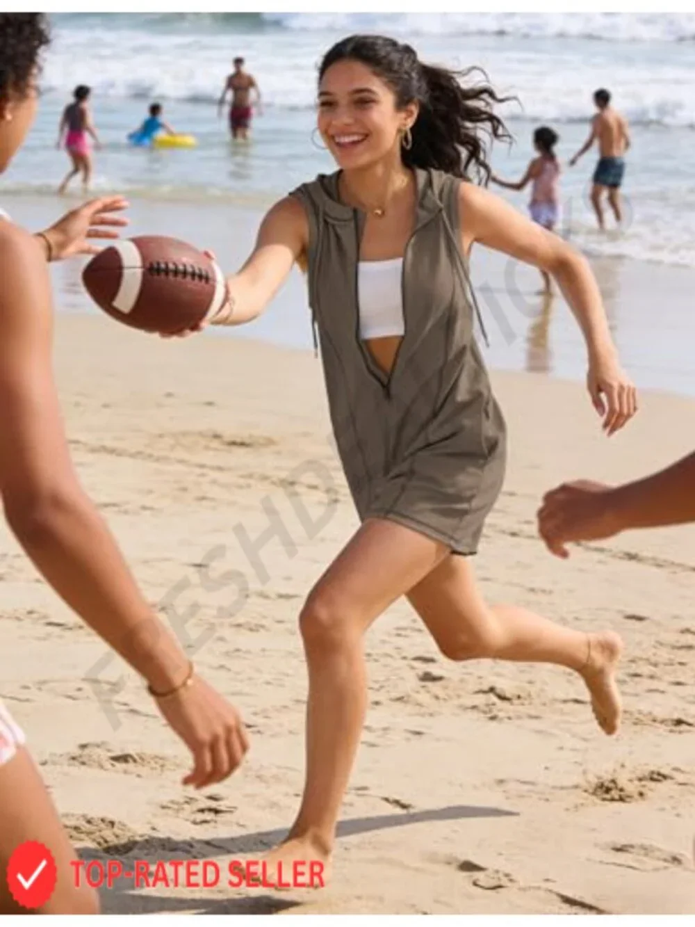 Women's Sleeveless Hooded Romper Jumpsuit Overalls Shorts Half Zip Athletic